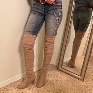 Thigh high suede boots